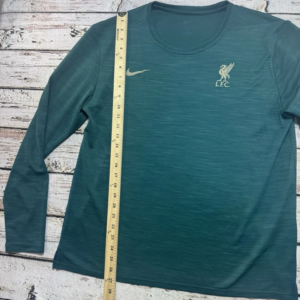 Nike Liverpool FC LFC Mens L Teal Green Logo Long Sleeve 22-23 Dri Fit T-Shirt